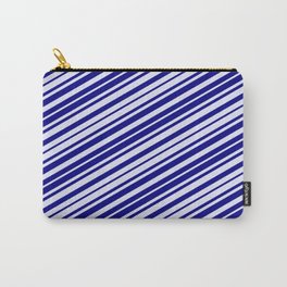 [ Thumbnail: Blue and Lavender Colored Lines/Stripes Pattern Carry-All Pouch ]