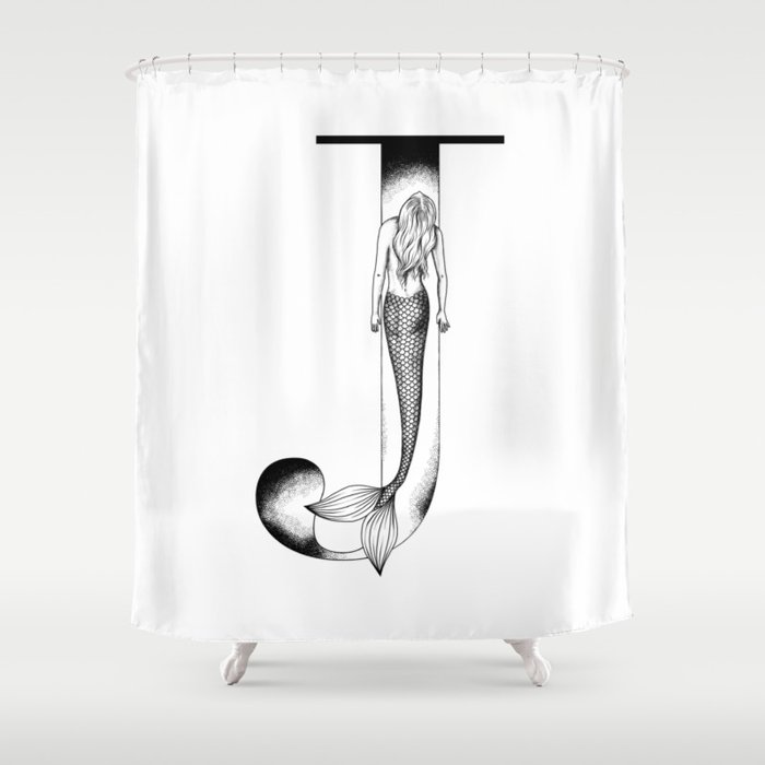 Mermaid Alphabet Series - J Shower Curtain