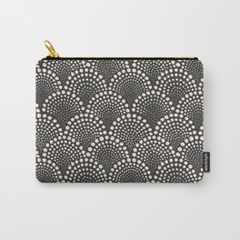Dotted Scallop (Cream on Gray) Carry-All Pouch