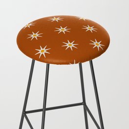 Atomic mid century retro star flower pattern in orange background Bar Stool