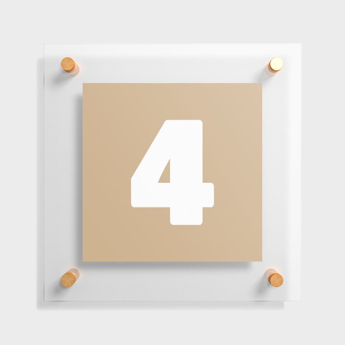 4 (White & Tan Number) Floating Acrylic Print