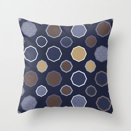 Geometric, octagon, diagonal lines, polka dots, modern design Throw Pillow