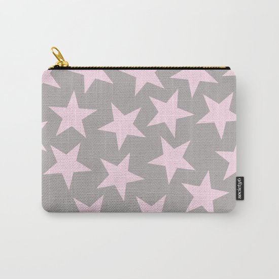 Pink stars on grey background on #Society6 Carry-All Pouch
