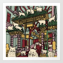 Bobcats in Chinatown Art Print