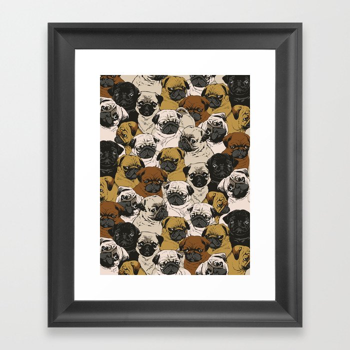 Social Pugs Framed Art Print