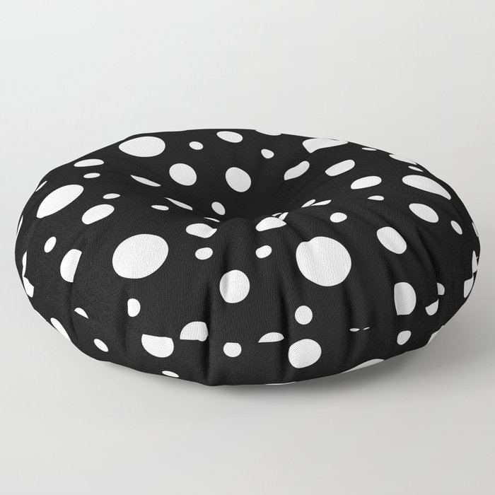 White on Black Polka Dot Pattern Floor Pillow