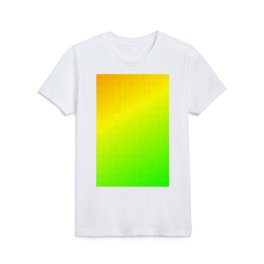 Orange Yellow to Lime Green Geometric Grid Gradient Design Kids T Shirt