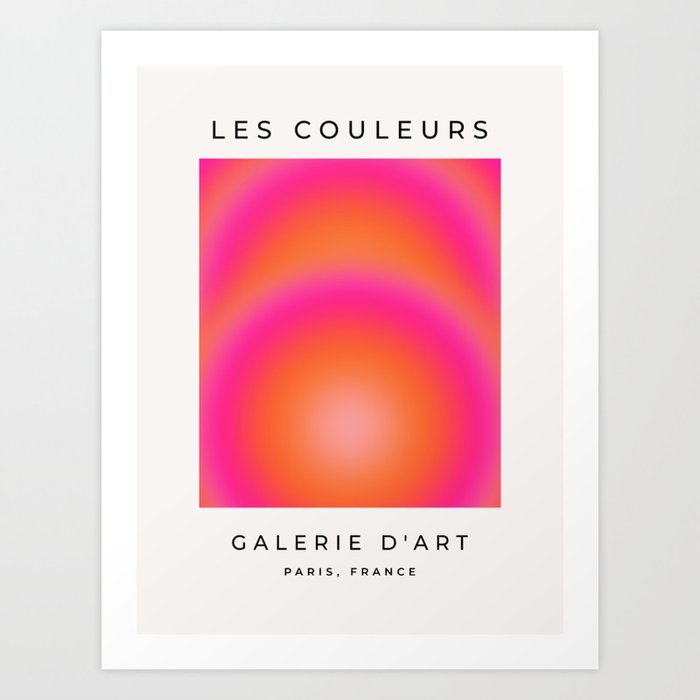 Les Couleurs | 03 - Gradient Print Preppy Modern Hot Pink And Orange Aura Art Print