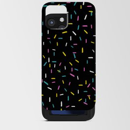 Colorful Sprinkles Jimmies on Black Background Playful Simple Pattern iPhone Card Case