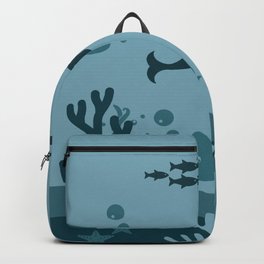 Underwater landscape Backpack | Coral, Baby, Pattern, Kids, Graphicdesign, Fish, Child, Algae, Blue, Lightblue 