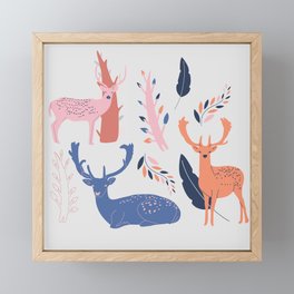 Deer party Framed Mini Art Print