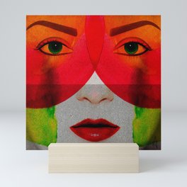 Face Me - Female Contemporary Portrait in colour Mini Art Print