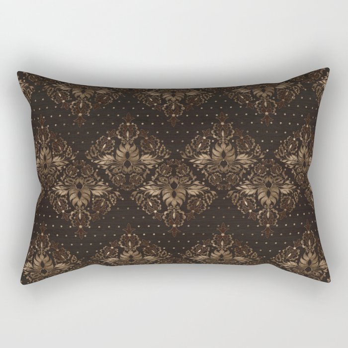 Persian Oriental pattern wood and gold Rectangular Pillow