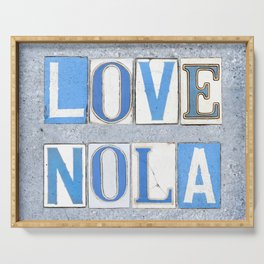 Love NOLA New Orleans Street Sign Tiles Word Art Print Louisiana Cajun French Quarter Serving Tray