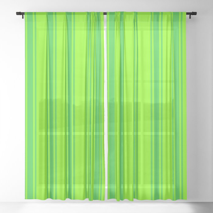 Chartreuse & Lime Green Colored Lines/Stripes Pattern Sheer Curtain