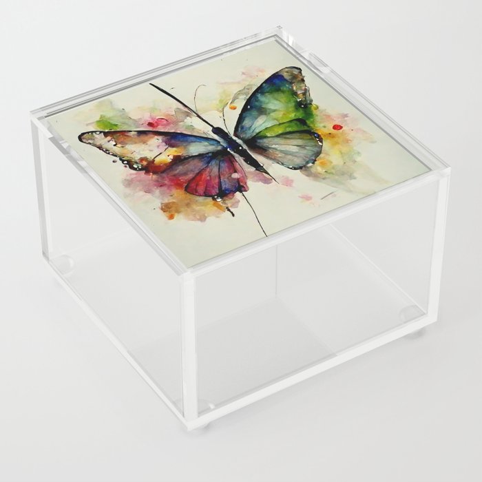 Butterfly, Watercolor on Paper Acrylic Box
