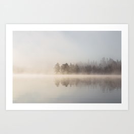 Misty Morning By The Lake Art Print
