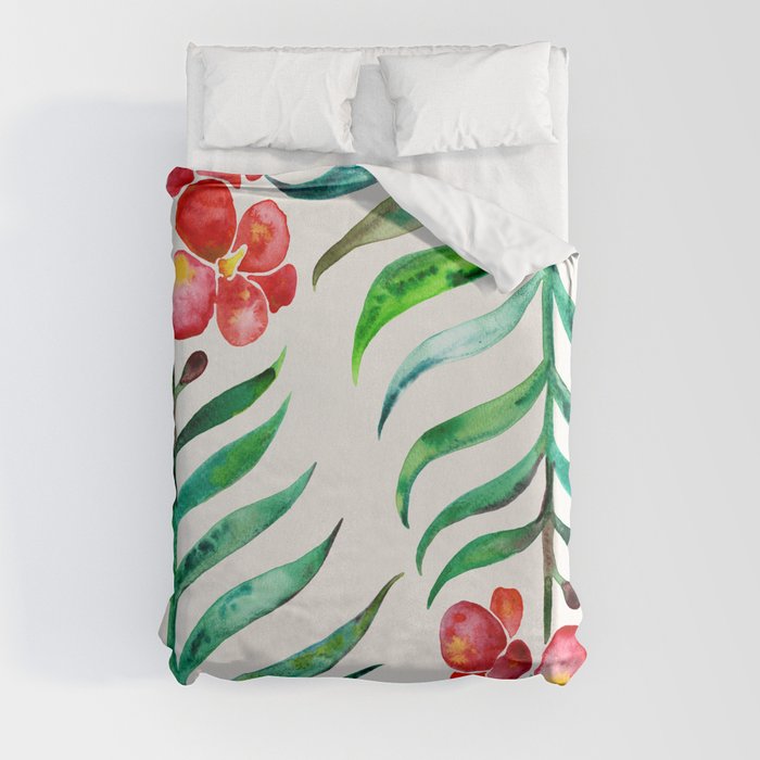 Blooming Orchid – Red & Green Palette Duvet Cover