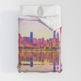 Water color painting of Chicago skyline Duvet Cover