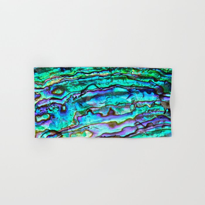 Glowing Aqua Abalone Shell Mother of Pearl Hand & Bath Towel