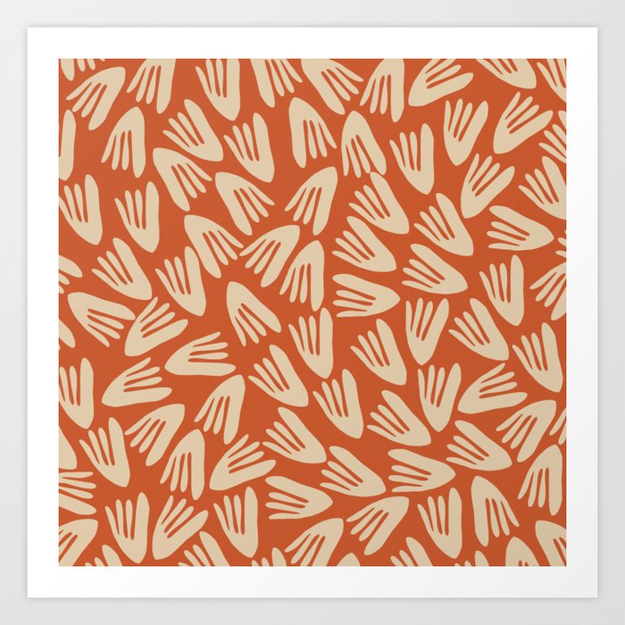Papier Découpé Abstract Cutout Pattern in Mid Mod Burnt Orange and Beige Art Print