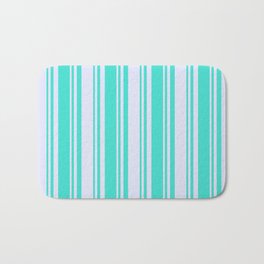 [ Thumbnail: Lavender & Turquoise Colored Pattern of Stripes Bath Mat ]