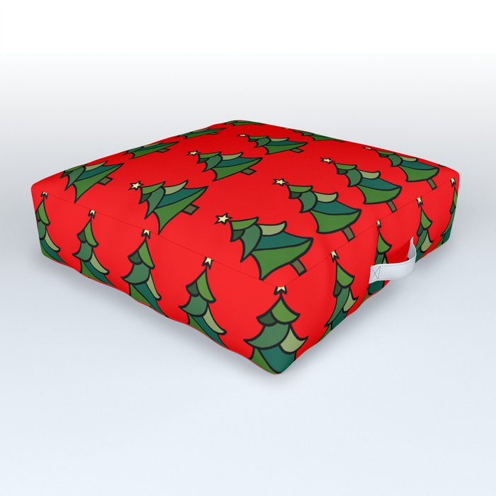 Stained Glass Christmas Tree Outdoor Floor Cushion