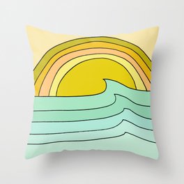 ride rainbows // retro surf soul // art by surfy birdy Throw Pillow