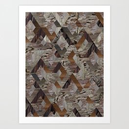 Wood Quilt Art Print | Abstract, Collage, Digital, 3D 