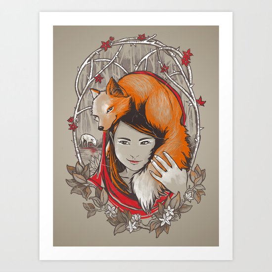 Safe in My Red Riding Hood Art Print