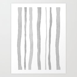 Grey Watercolour Stripes Art Print