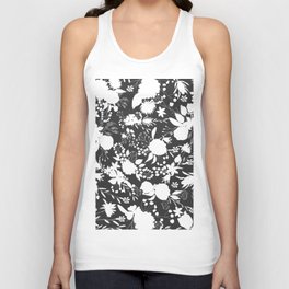 Abstract black white rustic floral illustration Unisex Tank Top