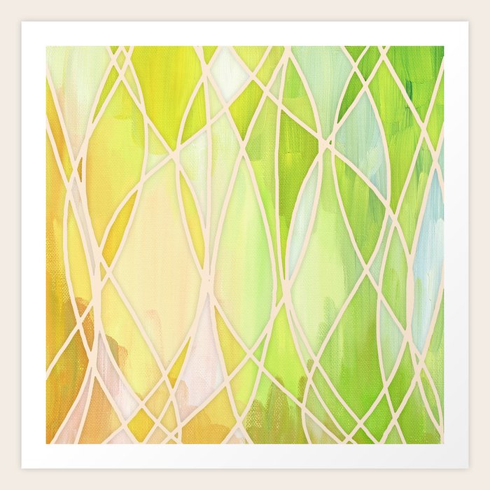 Lemon & Lime Love abstract painting in yellow & green Art Print by