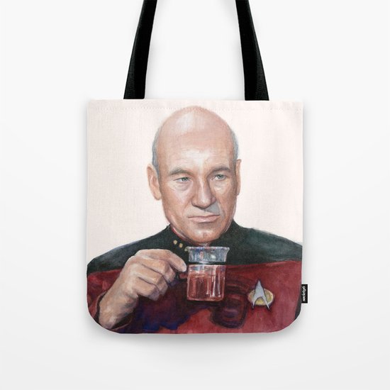 Tea. Earl Grey. Hot. Captain Picard Star Trek | Watercolor Tote Bag