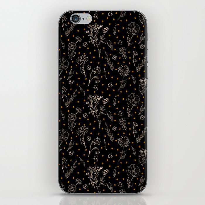 Wildflowers and Dots - Almond, Tan, Black iPhone Skin