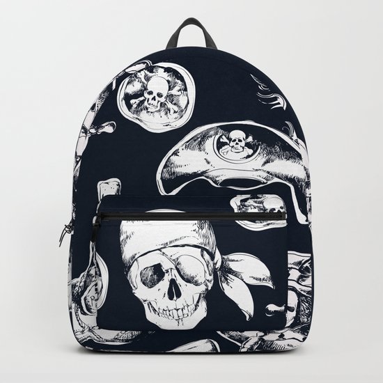 Navy Blue Pirate Pattern Backpack