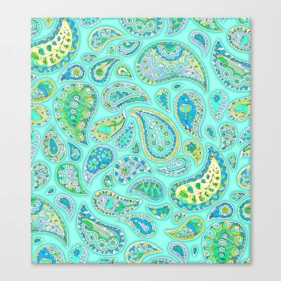 Lemon, Mint and Lime Paisley Canvas Print