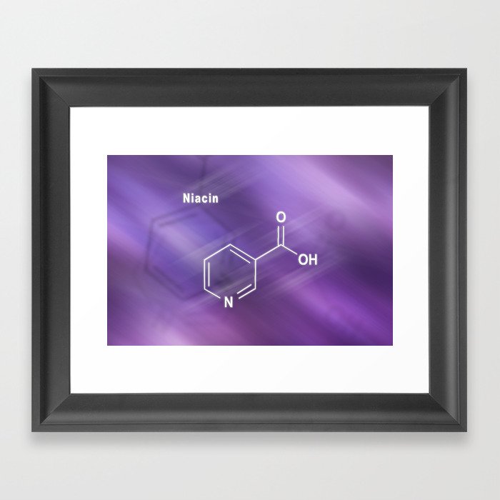 Niacin (nicotinic acid) molecule, vitamin B3 Structural chemical formula Framed Art Print