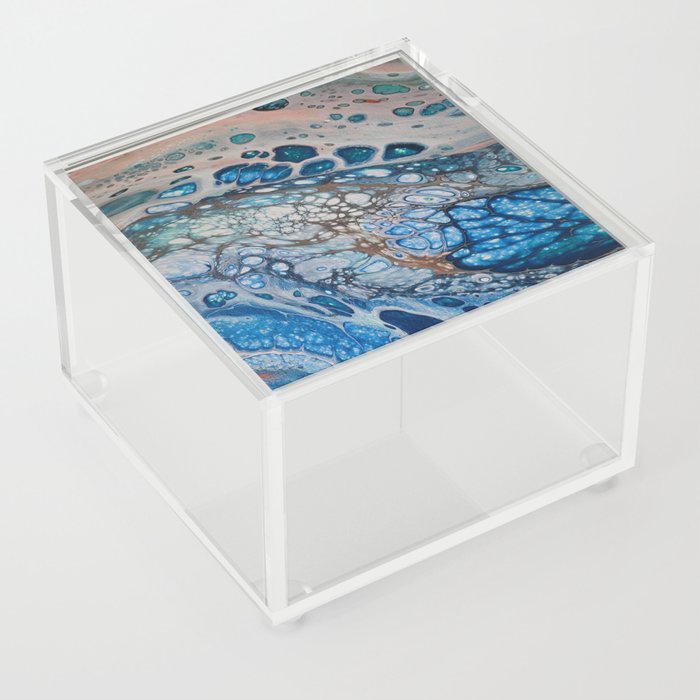 Blue Wave Marbled Pour Art Acrylic Box