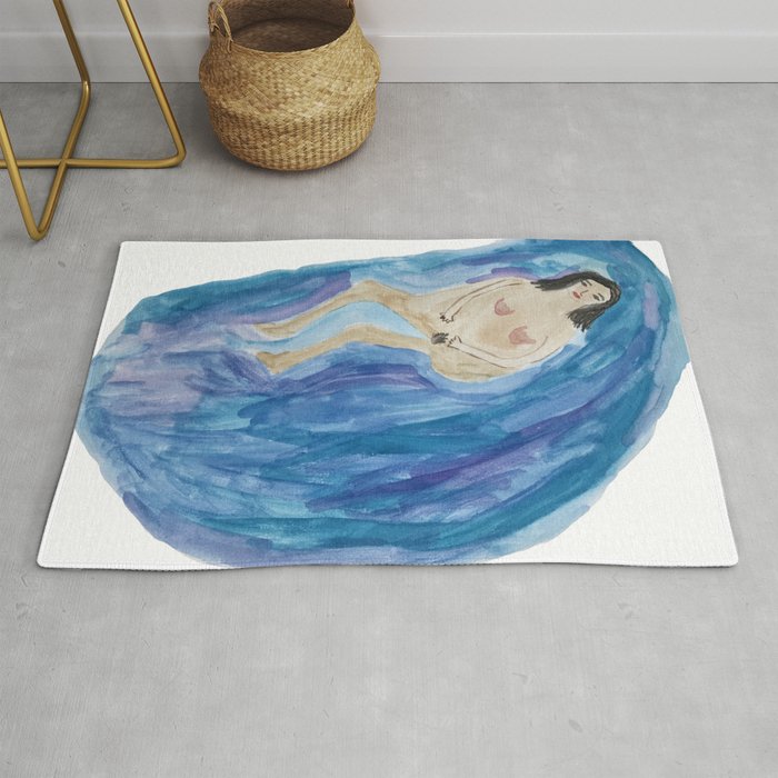 Depressed Bathing Woman Rug