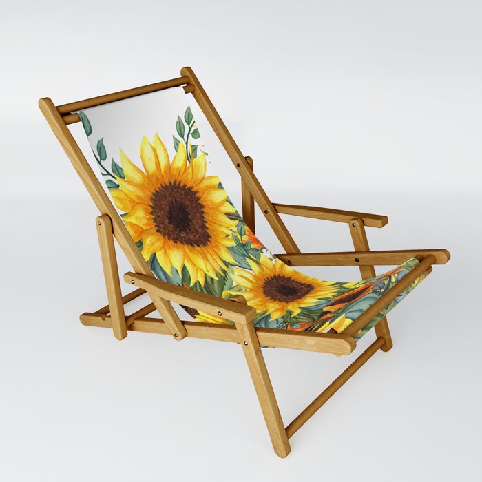 Festive, Thanksgiving, Sunflower, Watercolor Floral Sling Chair