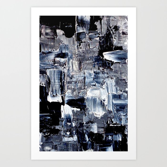 50 Shades Black White Abstract Painting Art Print