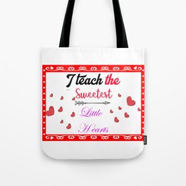iTeach the sweetest hearts rainbow teacher valentines Stickers Tote Bag