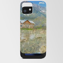 mountain cabin impressionism painted realistic scene iPhone Card Case