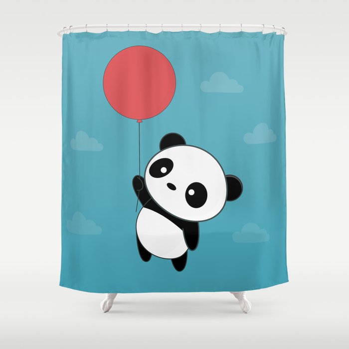 Kawaii Cute Panda Flying Shower Curtain