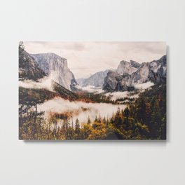 Amazing Yosemite California Forest Waterfall Canyon Metal Print