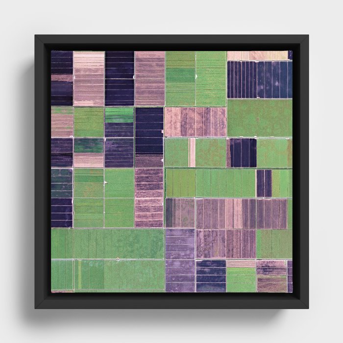 Farmland Crop Fields Aerial Photograph Framed Canvas