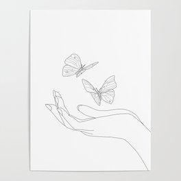 Butterflies on the Palm of the Hand Poster