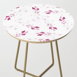 Pink watercolor leaves pattern 2 Side Table