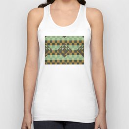 Sage green and brown gingham checked ornament Unisex Tank Top